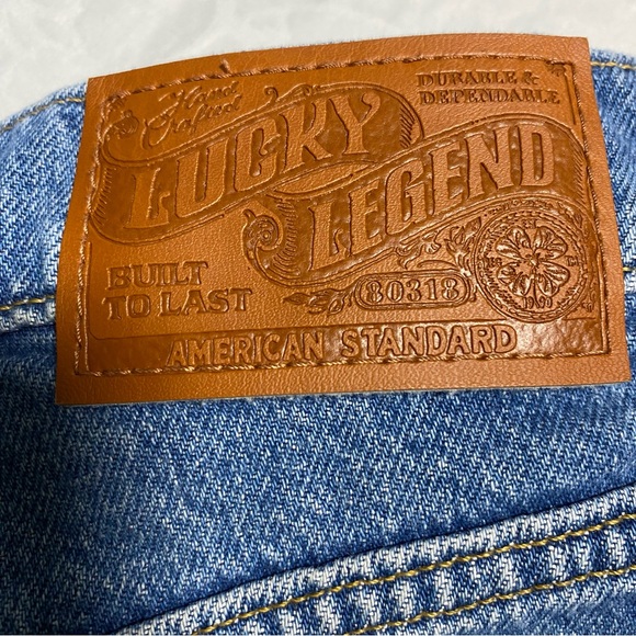 Lucky Brand 25 90’s Midi High Rise Short Lucky Legend Cutoff Frayed Embroidered - Picture 2 of 6